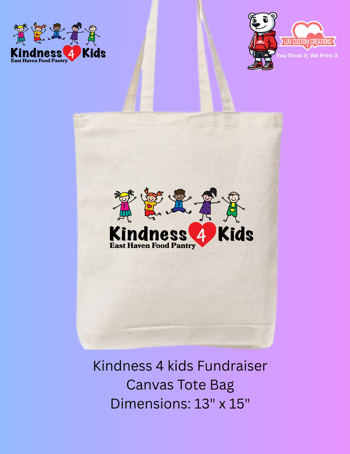 Kindness 4 kids Canvas Tote Bag